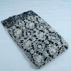 Grey Color Crepe Cutwork Embroidered Fabric