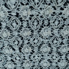 Grey Color Crepe Cutwork Embroidered Fabric