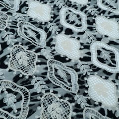 Grey Color Crepe Cutwork Embroidered Fabric