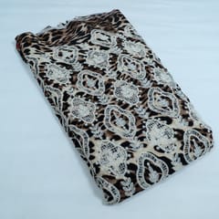 Brown Color Crepe Cutwork Embroidered Fabric
