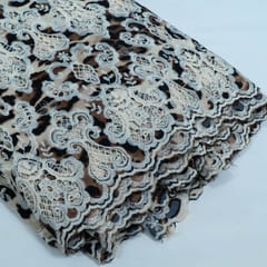 Brown Color Crepe Cutwork Embroidered Fabric