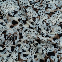 Brown Color Crepe Cutwork Embroidered Fabric