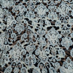 Brown Color Crepe Cutwork Embroidered Fabric