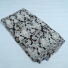 Brown Color Crepe Cutwork Embroidered Fabric