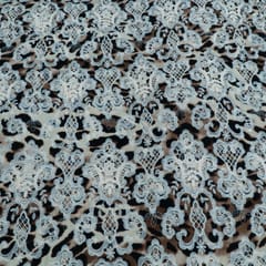 Brown Color Crepe Cutwork Embroidered Fabric