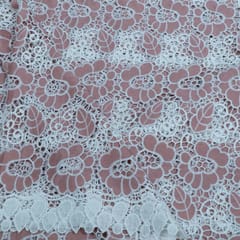 Dark Peach Color Crepe Cutwork Embroidered Fabric