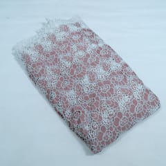 Dark Peach Color Crepe Cutwork Embroidered Fabric