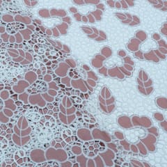 Dark Peach Color Crepe Cutwork Embroidered Fabric
