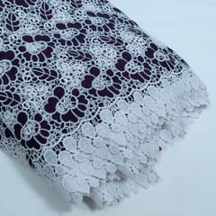 Purple Color Crepe Cutwork Embroidered Fabric