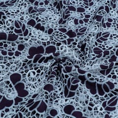 Purple Color Crepe Cutwork Embroidered Fabric