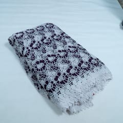 Purple Color Crepe Cutwork Embroidered Fabric