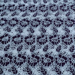 Purple Color Crepe Cutwork Embroidered Fabric