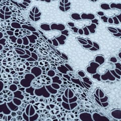 Purple Color Crepe Cutwork Embroidered Fabric