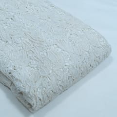 Cream Color Crepe Cutwork Embroidered Fabric