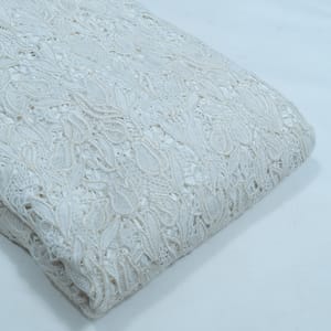 Cream Color Crepe Cutwork Embroidered Fabric