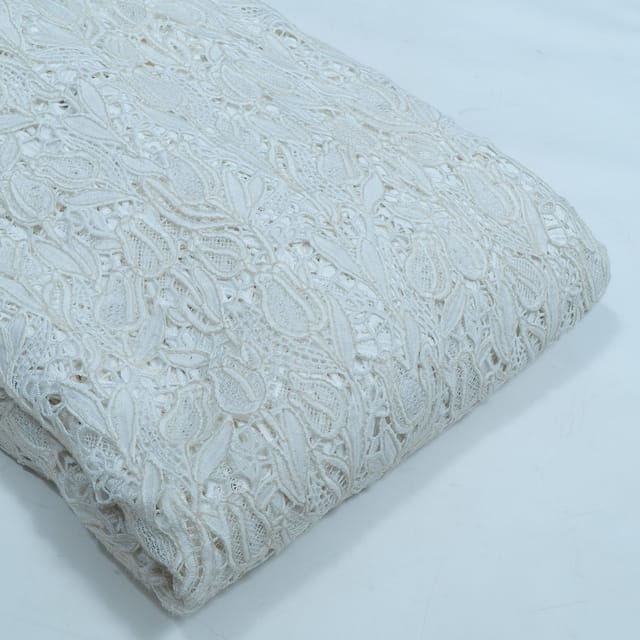 Cream Color Crepe Cutwork Embroidered Fabric