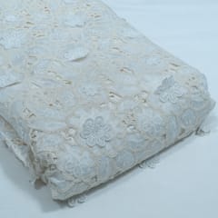 Cream Color Tencel Cutwork Embroidered Fabric
