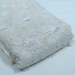 Cream Color Tencel Cutwork Embroidered Fabric