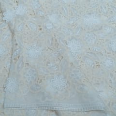 Cream Color Tencel Cutwork Embroidered Fabric