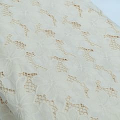 Cream Color Crepe Cutwork Embroidered Fabric