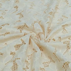Cream Color Crepe Cutwork Embroidered Fabric