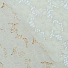 Cream Color Crepe Cutwork Embroidered Fabric