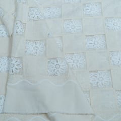 Cream Color Cotton Cutwork Embroidered Fabric