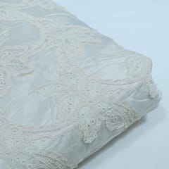 Cream Color Tencel Cutwork Embroidered Fabric