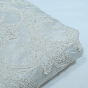 Cream Color Tencel Cutwork Embroidered Fabric