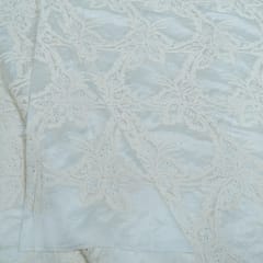 Cream Color Tencel Cutwork Embroidered Fabric