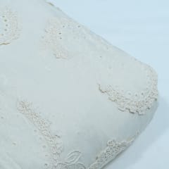 Cream Color Cotton Cutwork Embroidered Fabric