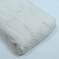 Cream Color Cotton Cutwork Embroidered Fabric