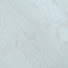 Cream Color Cotton Cutwork Embroidered Fabric