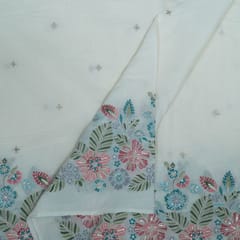 Off White Color Cotton Embroidered Fabric