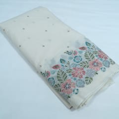 Off White Color Cotton Embroidered Fabric