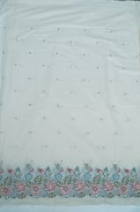 Off White Color Cotton Embroidered Fabric