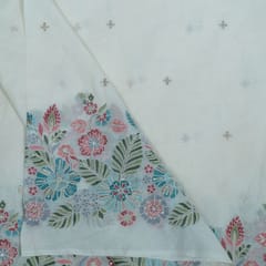 Off White Color Cotton Embroidered Fabric