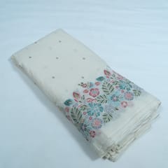 Off White Color Cotton Embroidered Fabric