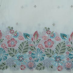 Off White Color Cotton Embroidered Fabric