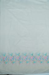 Off White Color Chanderi Embroidered Fabric