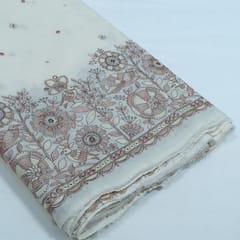 Off White Color Cotton Embroidered Fabric