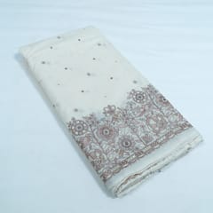 Off White Color Cotton Embroidered Fabric