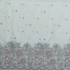 Off White Color Cotton Embroidered Fabric