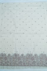 Off White Color Cotton Embroidered Fabric
