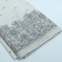 Off White Color Cotton Embroidered Fabric