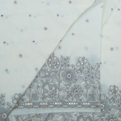 Off White Color Cotton Embroidered Fabric