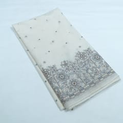 Off White Color Cotton Embroidered Fabric