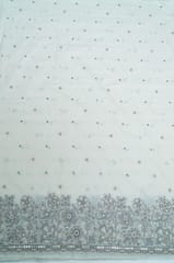Off White Color Cotton Embroidered Fabric