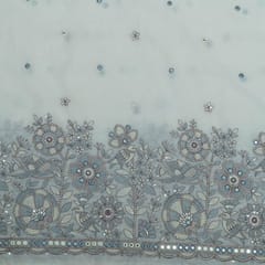 Off White Color Cotton Embroidered Fabric