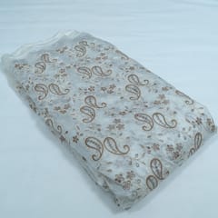 Off White Color Tencel Embroidered Fabric